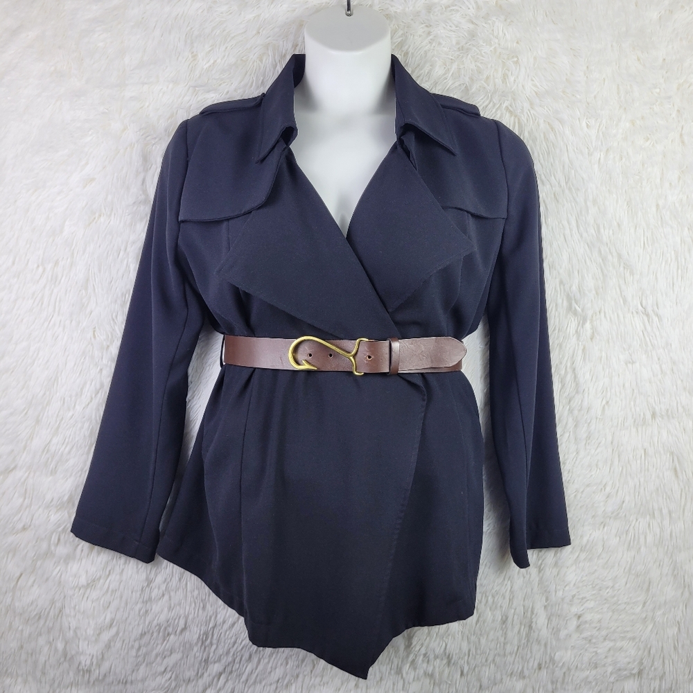 Olive & Oak Lg Black Open Lightweight Blazer Drapey Office Business City